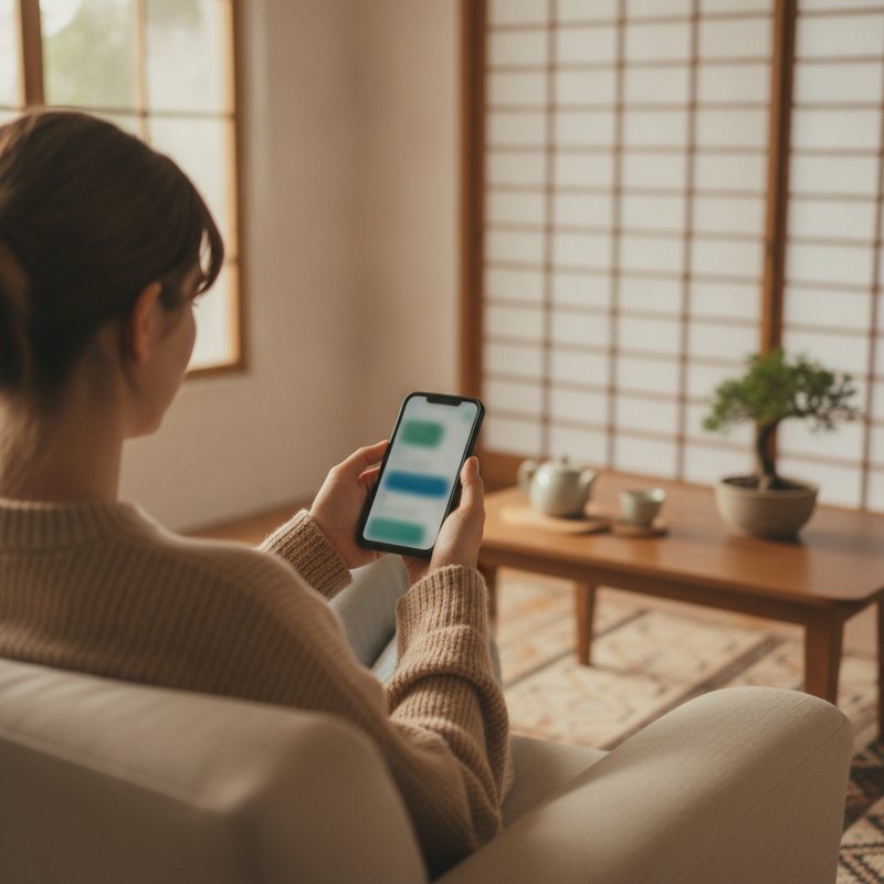 自宅からスマートフォンで気軽に相談するイメージ